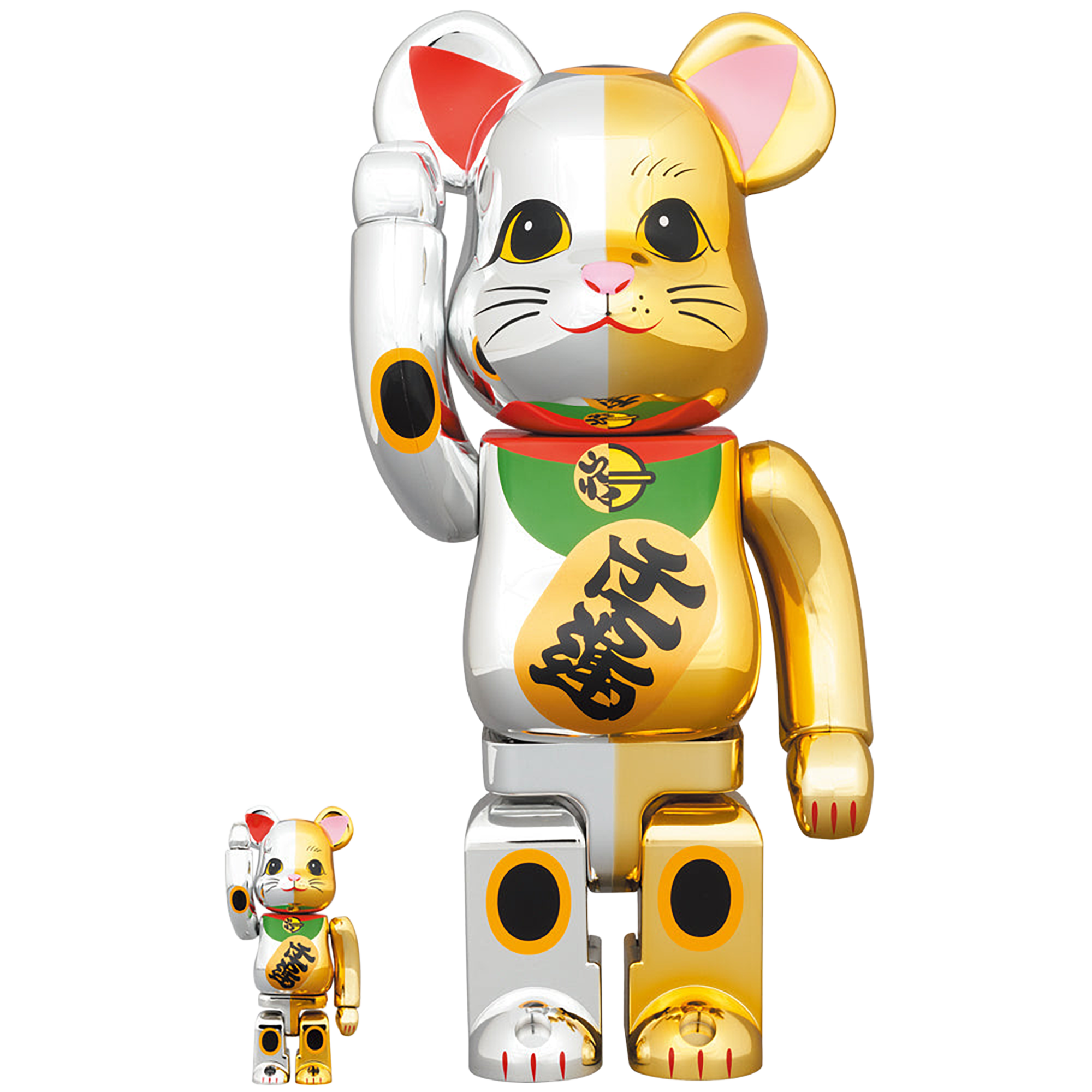 BE@RBRICK 招き猫 開運 銀×千万両 金 100％ & 400％ | MEDICOM TOY