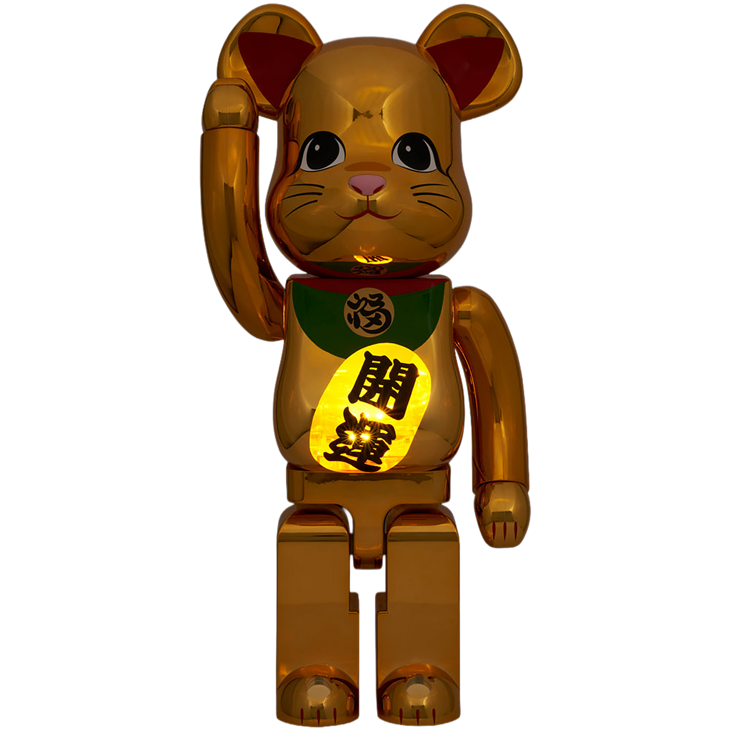 BE@RBRICK Manekineko Good Luck Gold Plated Luminous 1000%