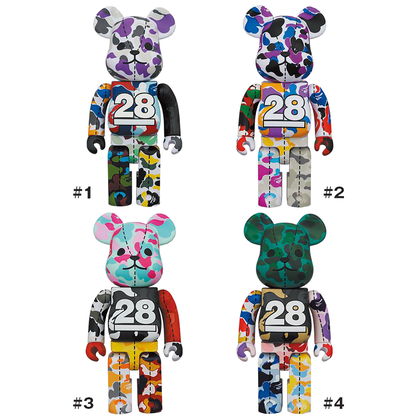 BE@RBRICK BAPE(R) CAMO 28TH ANNIVERSARY MULTI 400%