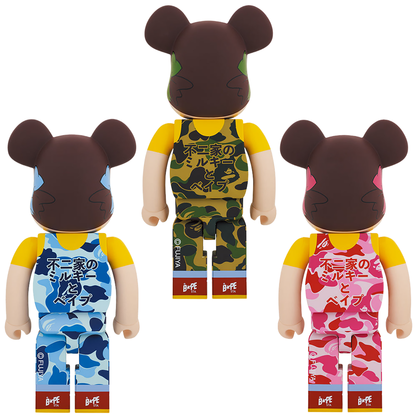 BE@RBRICK BAPE(R) Peko-chan 1000% 绿色/粉色/蓝色