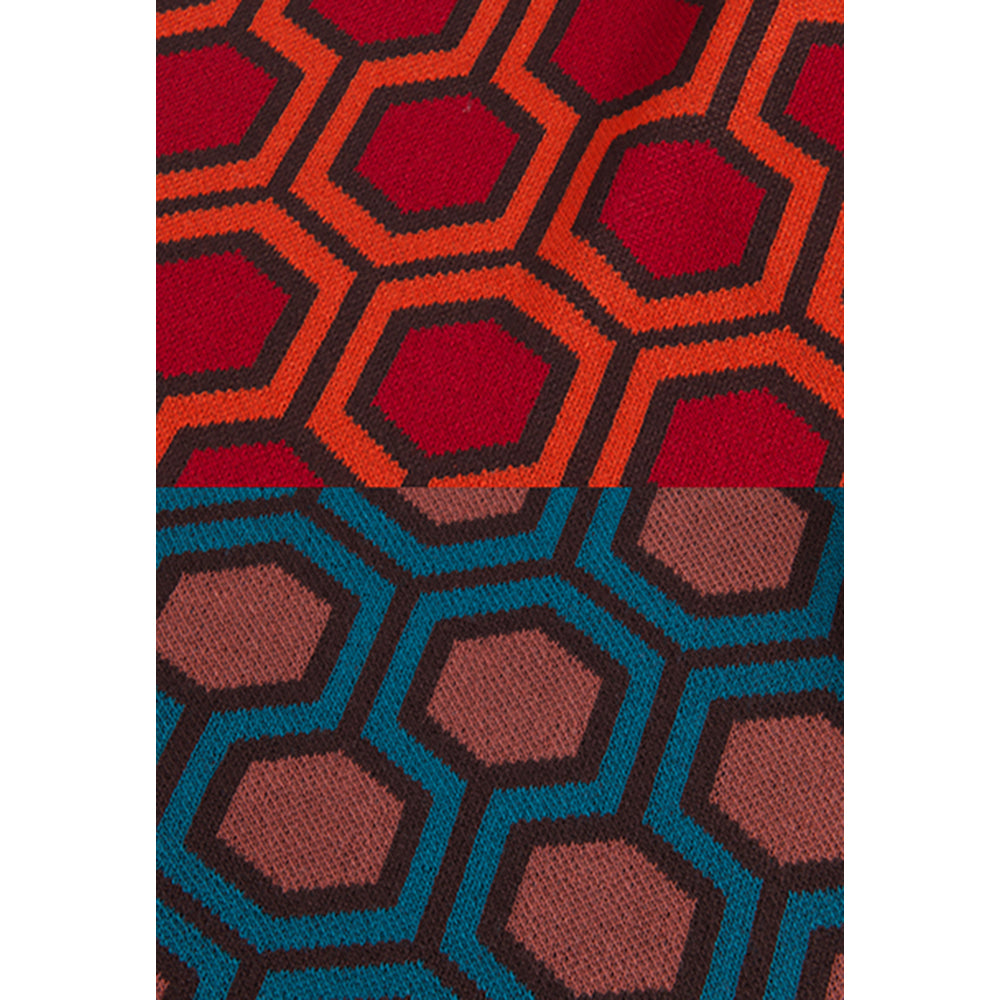 KNIT GANG COUNCIL "THE SHINING" KNIT SCARF "CARPET" ORANGE/TURQUOISE_3