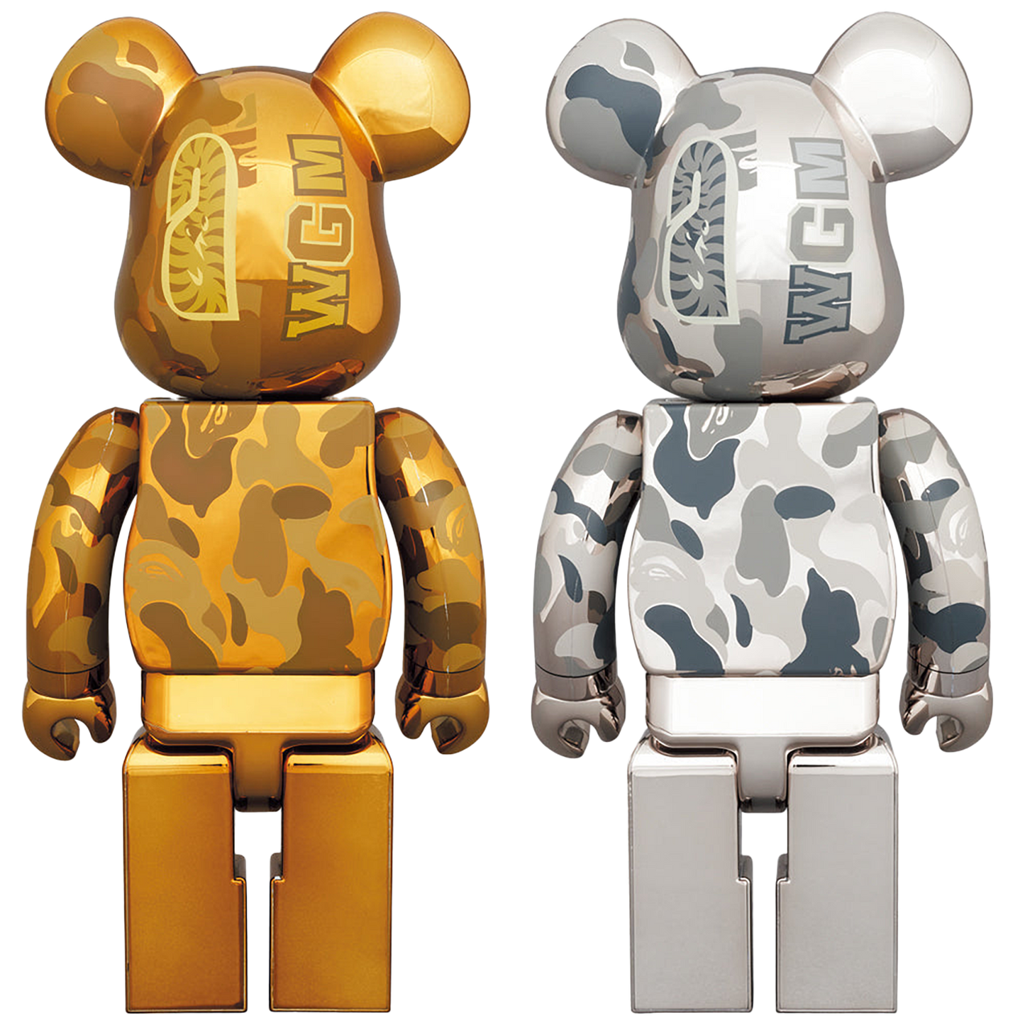 BE@RBRICK BAPE(R) CAMO SHARK 100% & 400% GOLD/SILVER