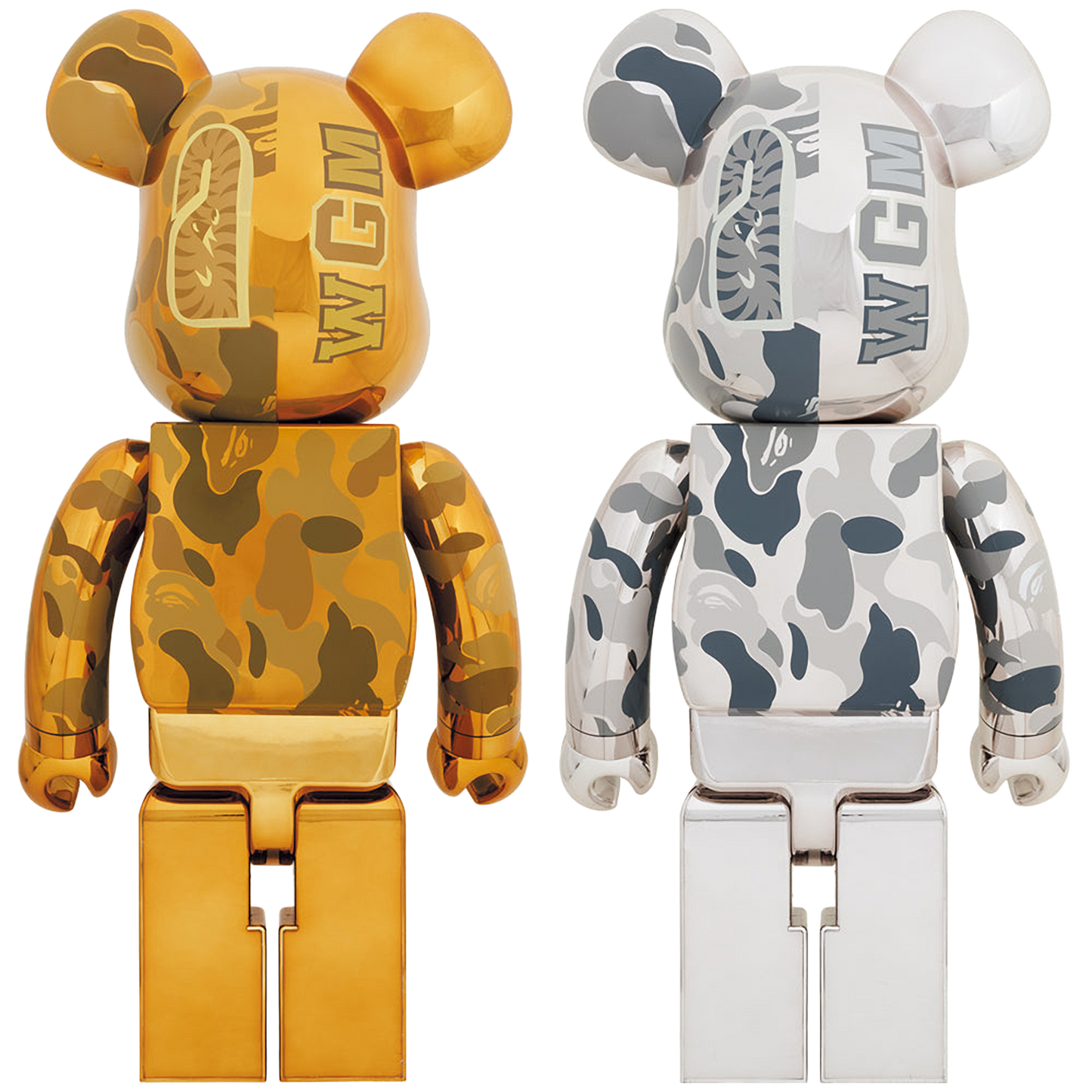 BE@RBRICK BAPE(R) CAMO SHARK 1000% GOLD/SILVER