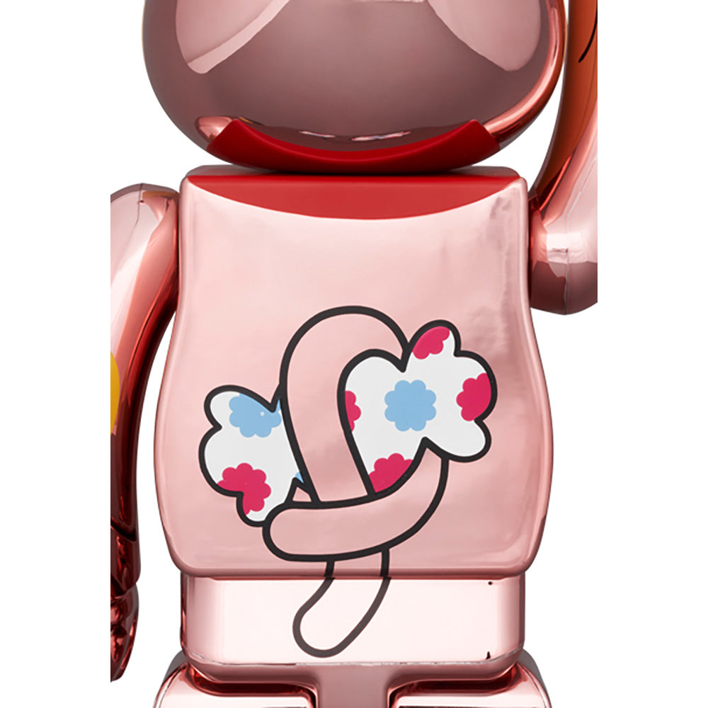 BE@RBRICK 招き猫 ペコちゃん 金運 ダブル小判 桃金メッキ 100% & 400%_3