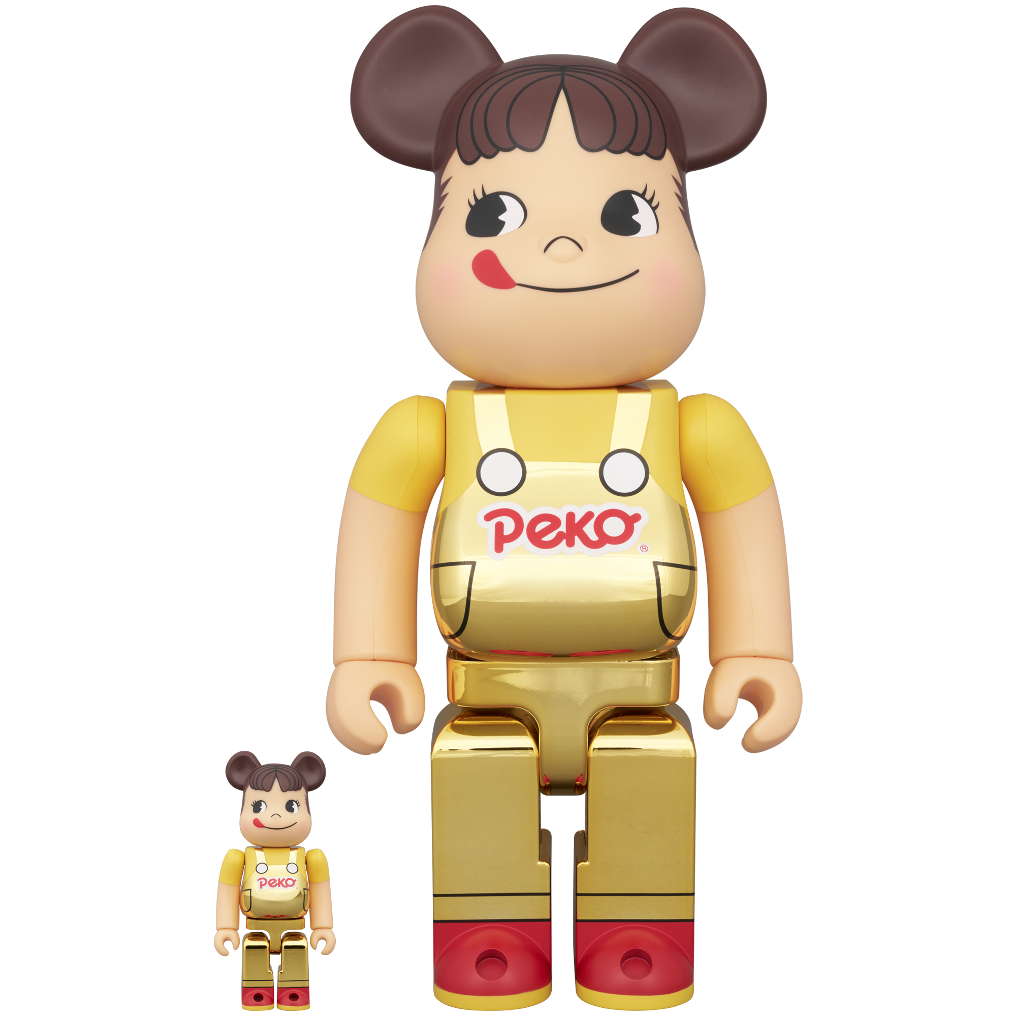 BE@RBRICK ペコちゃん 100% 400% オーバーオール 新品未開封 BE@RBRICK ペコちゃん(オーバーオール) 金メッキ 100％ & 400