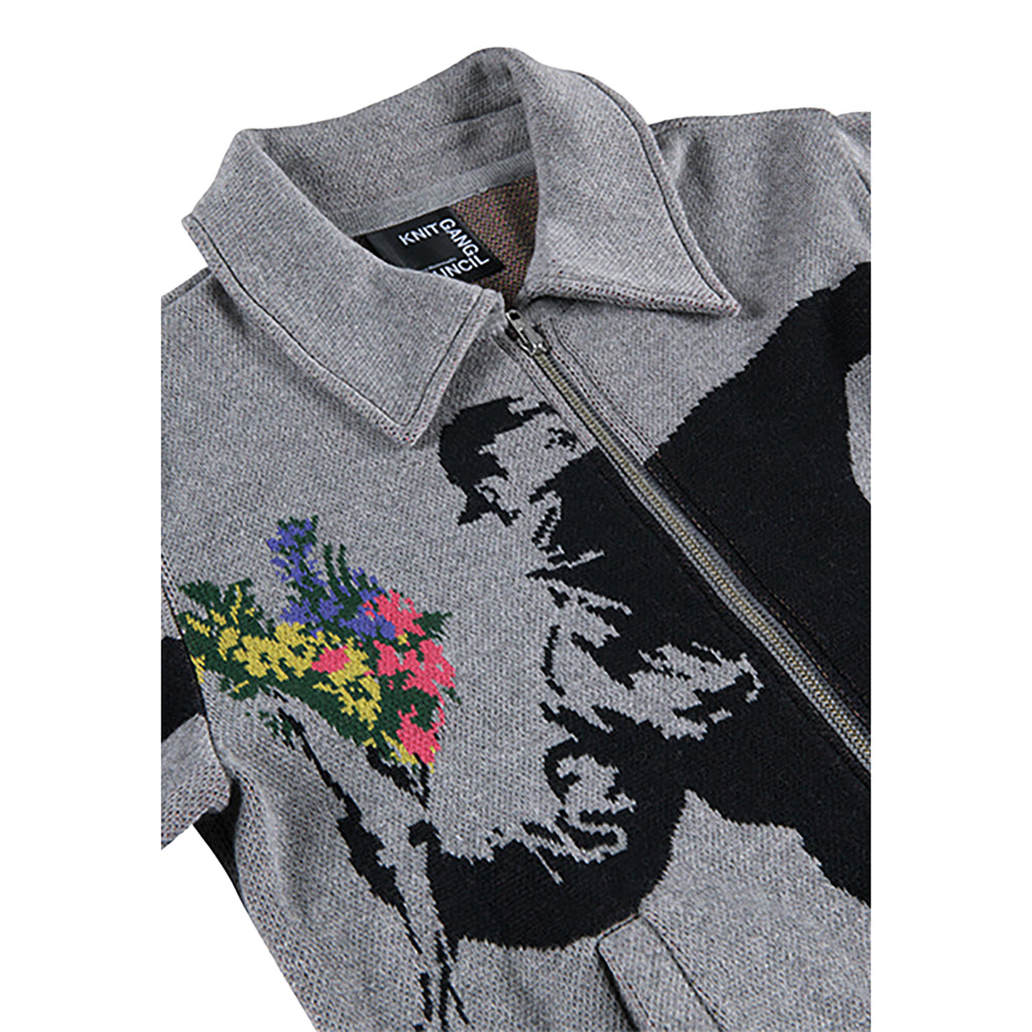 KNIT GANG COUNCIL "BRANDALISM"KNIT BLOUSON "FLOWER BOMBER"