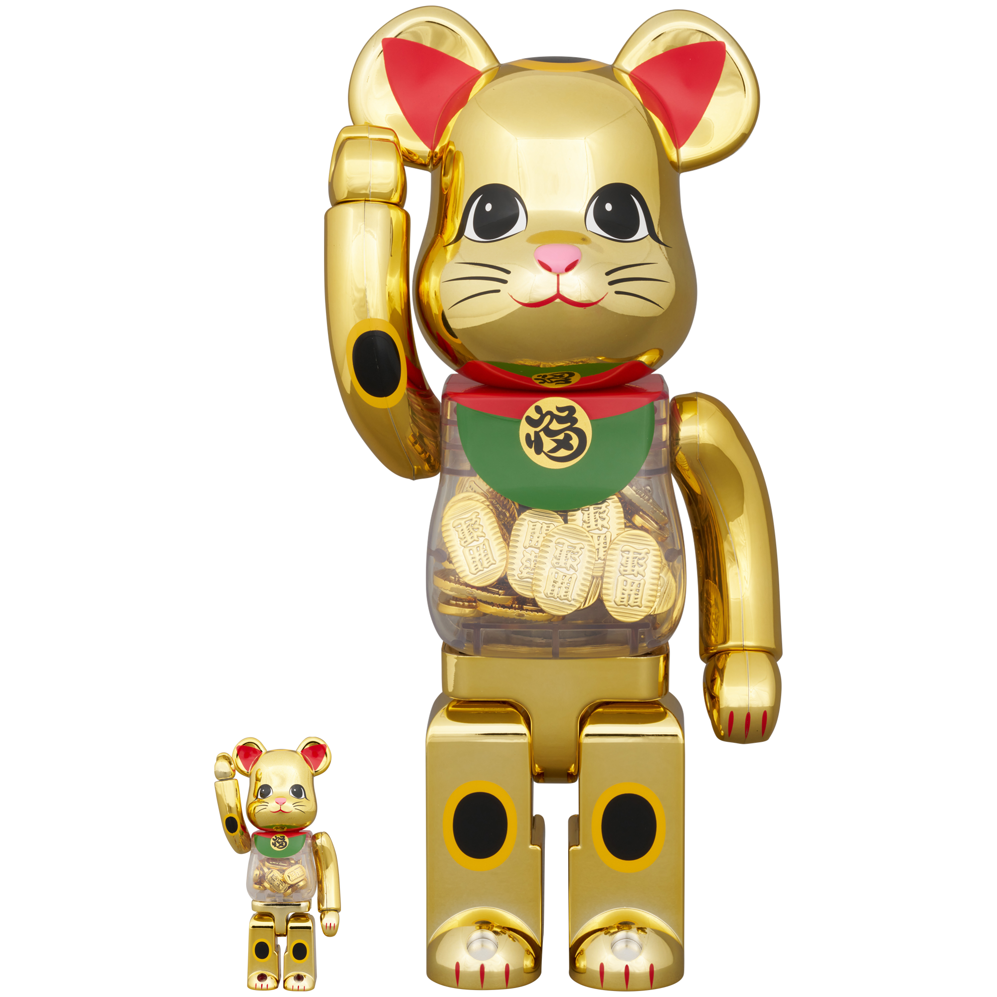BE@RBRICK 招き猫 開運 銀×千万両 金 1000％ BE@RBRICK 招き猫 小判 開運 弍 金メッキ 100％ & 400％ | MEDICOM TOY
