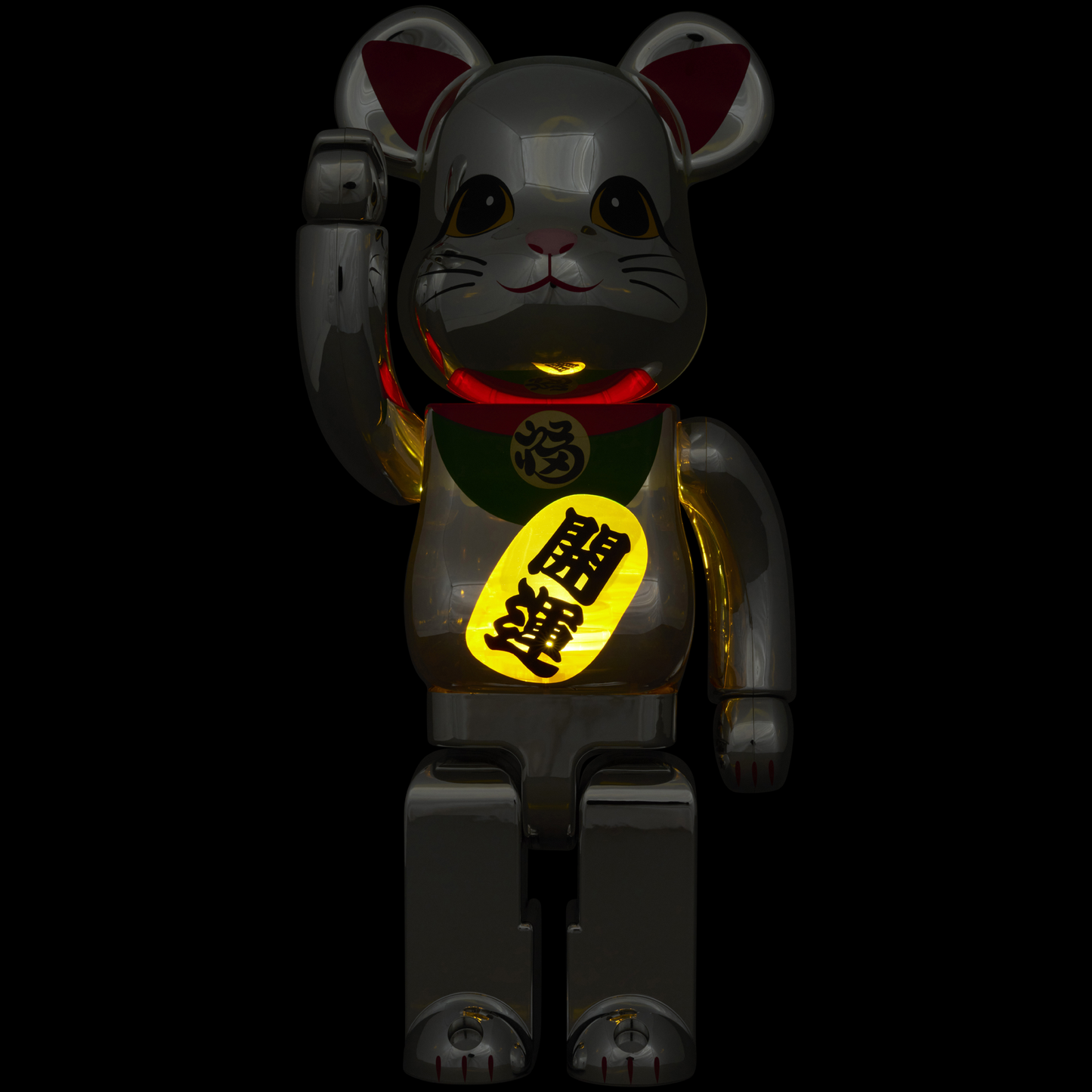 BE@RBRICK 招财猫好运镀银夜光 400%