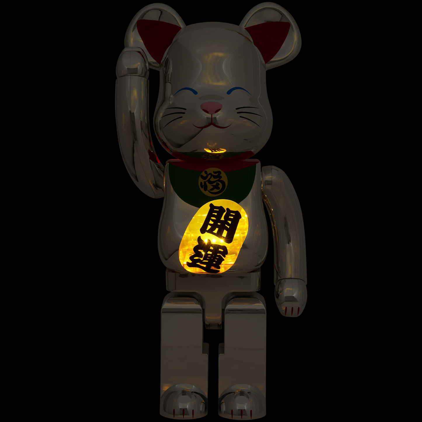 BE@RBRICK Maneki Neko Good luck 2 Silver plated Illumination 1000%