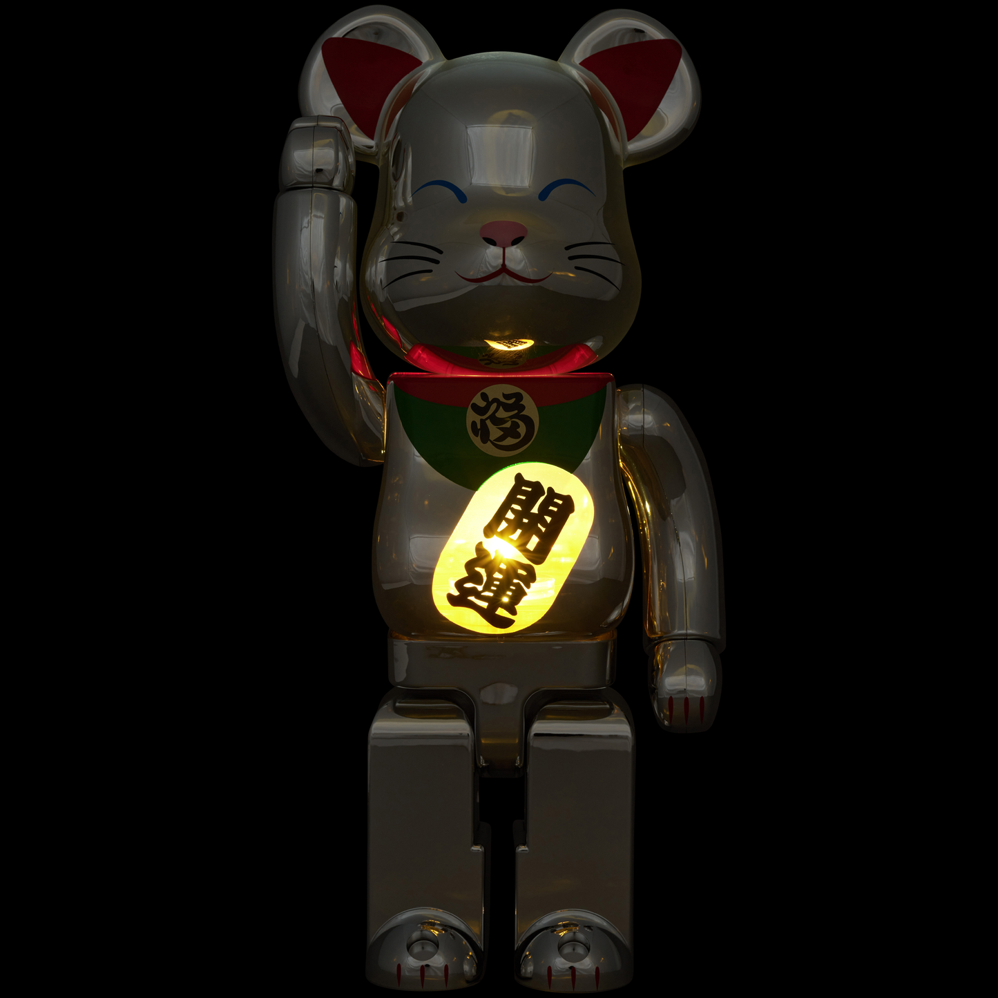 BE@RBRICK Maneki Neko Good luck 2 Silver plated Illumination 400%