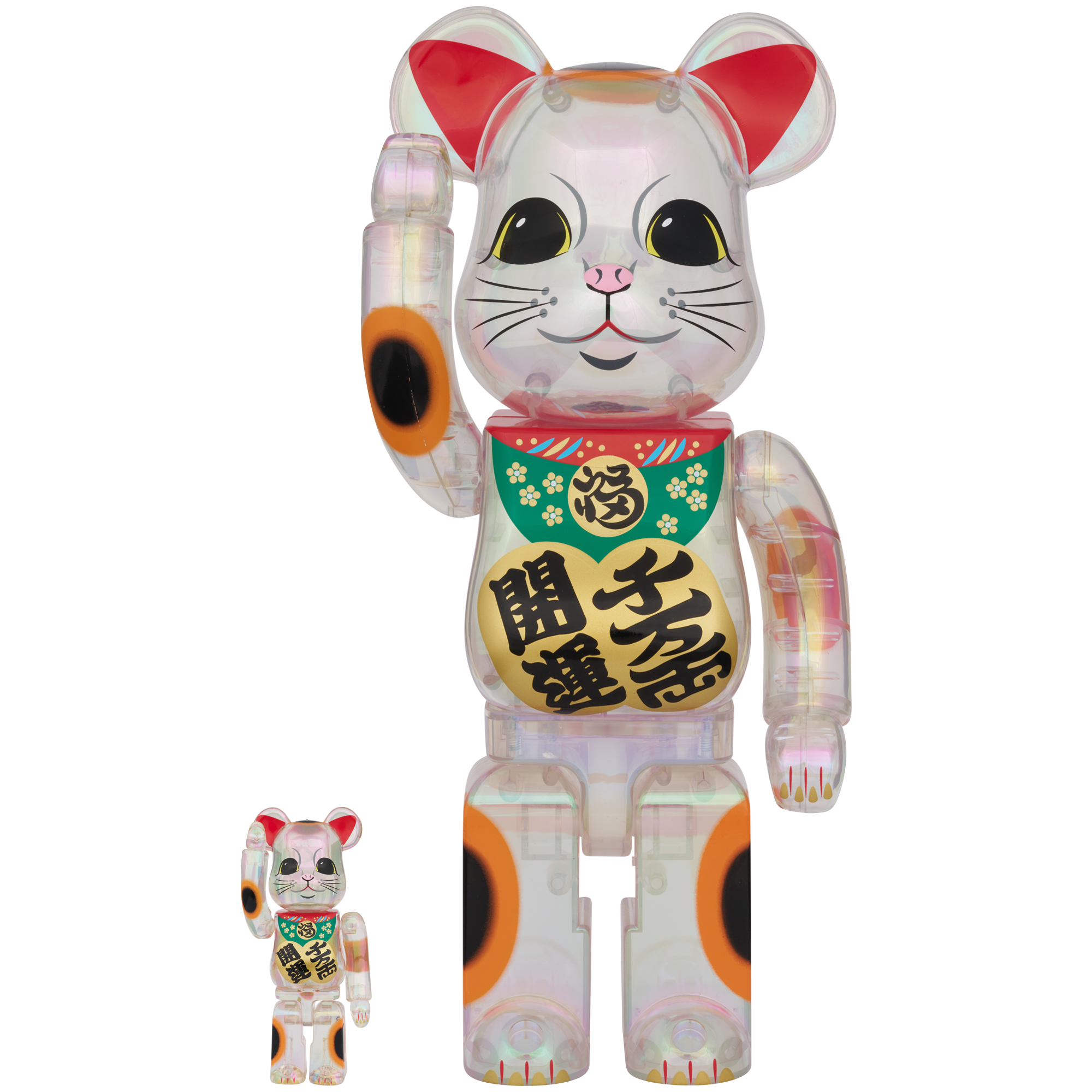 BE@RBRICK 招き猫 開運・千万両 透明メッキ 100％ & 400％ | MEDICOM