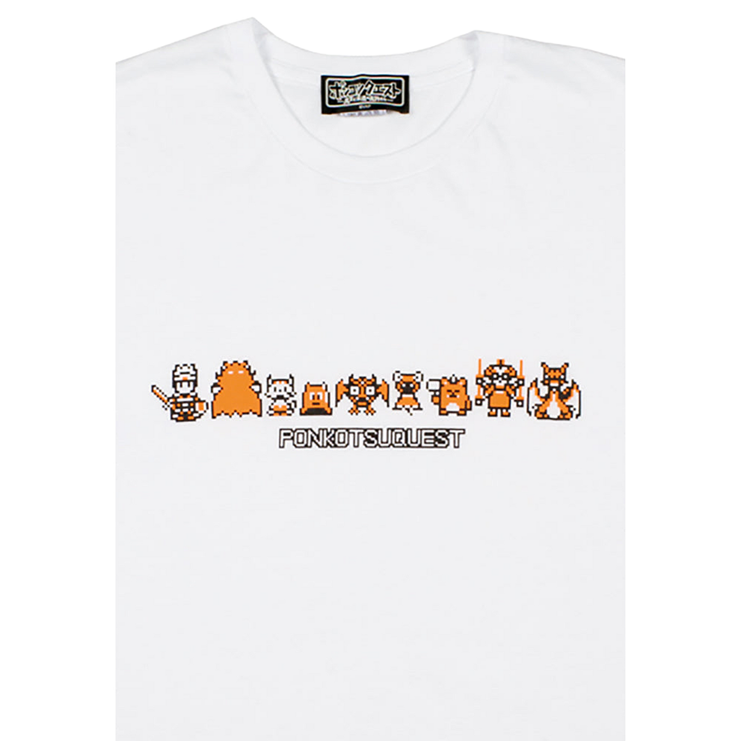 ポンコツクエスト Tシャツ A (8ビット風) グリーン/オレンジ