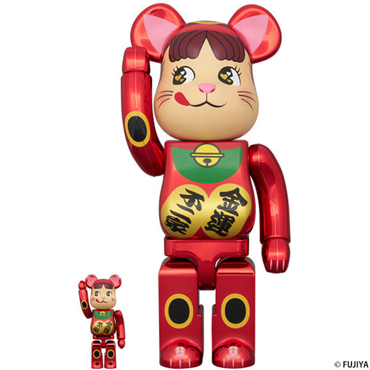 BE@RBRICK 招き猫 ペコちゃん 金運 ダブル小判 梅色金メッキ 100％ & 400％ ／10月25日(土)より