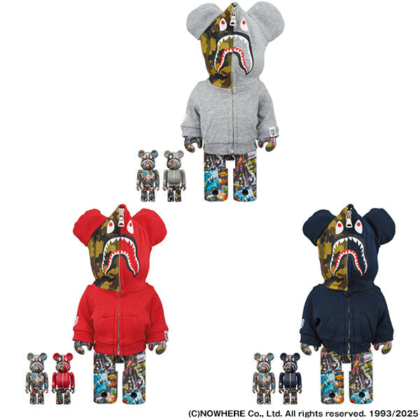BE@RBRICK BAPE(R) LEGACY CAMO SHARK GRAY／RED／NAVY 100％ & 400％ 3 PCS SET ／  1000％ ／4月19日(土)より