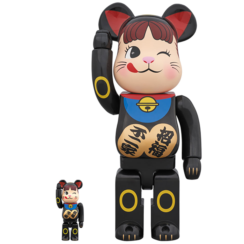 BE@RBRICK 招き猫 ペコちゃん 黒 100％ ＆ 400％_0