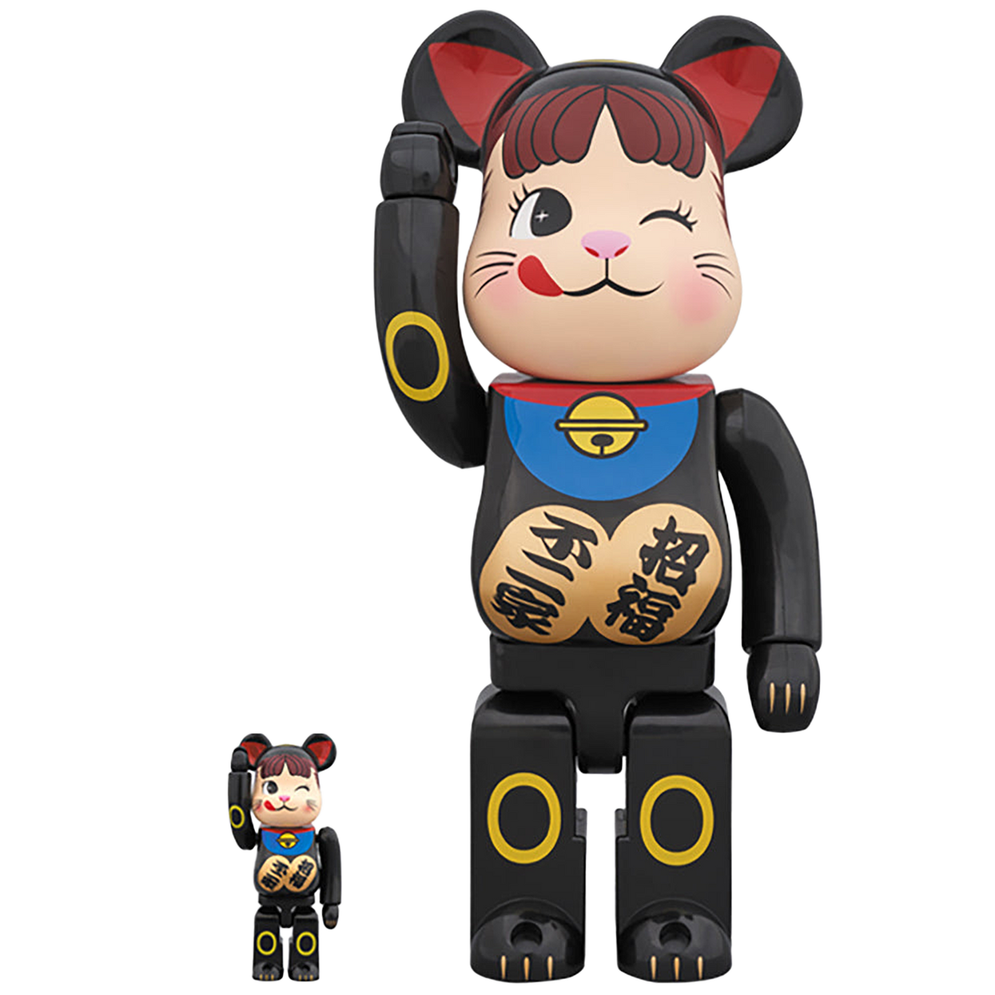 BE@RBRICK 招き猫 ペコちゃん 黒 100％ ＆ 400％