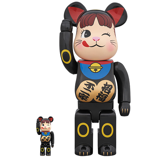 BE@RBRICK 招き猫 ペコちゃん 黒 100％ ＆ 400％