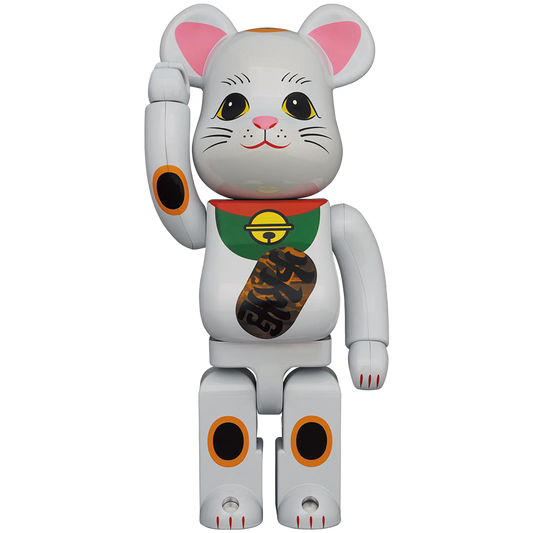 BE@RBRICK Maneki Neko White Plated Luminous 400%