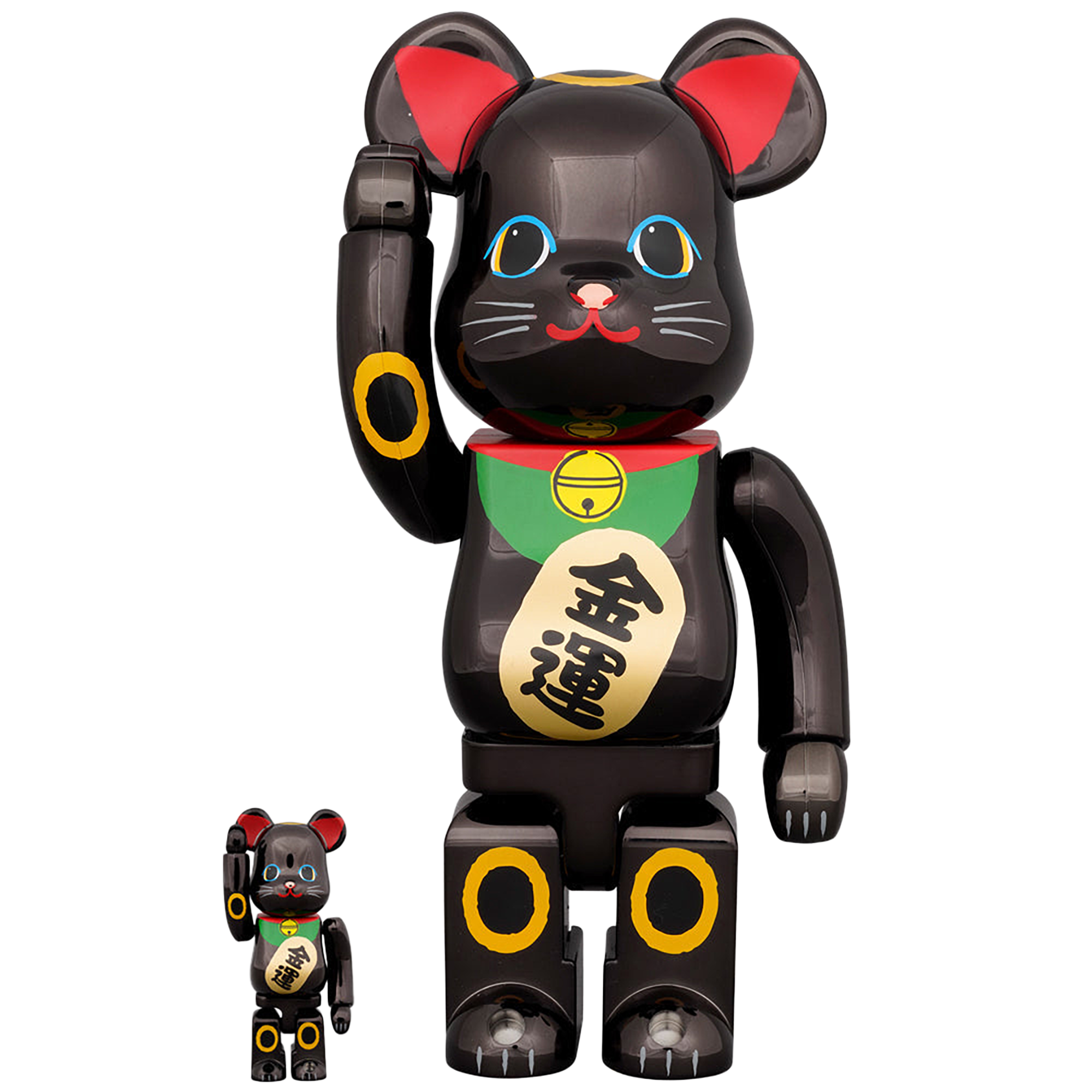 BE@RBRICK Maneki Neko Gold Fortune Black Plating 100％ & 400％
