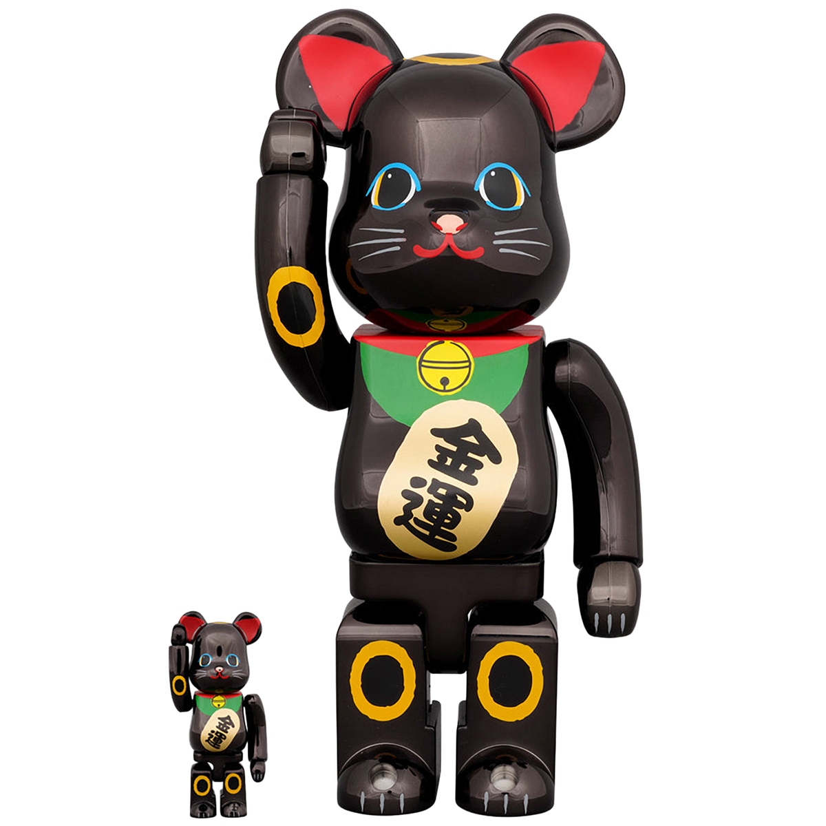 BE@RBRICK Maneki Neko Gold Fortune Black Plating 100％ & 400％