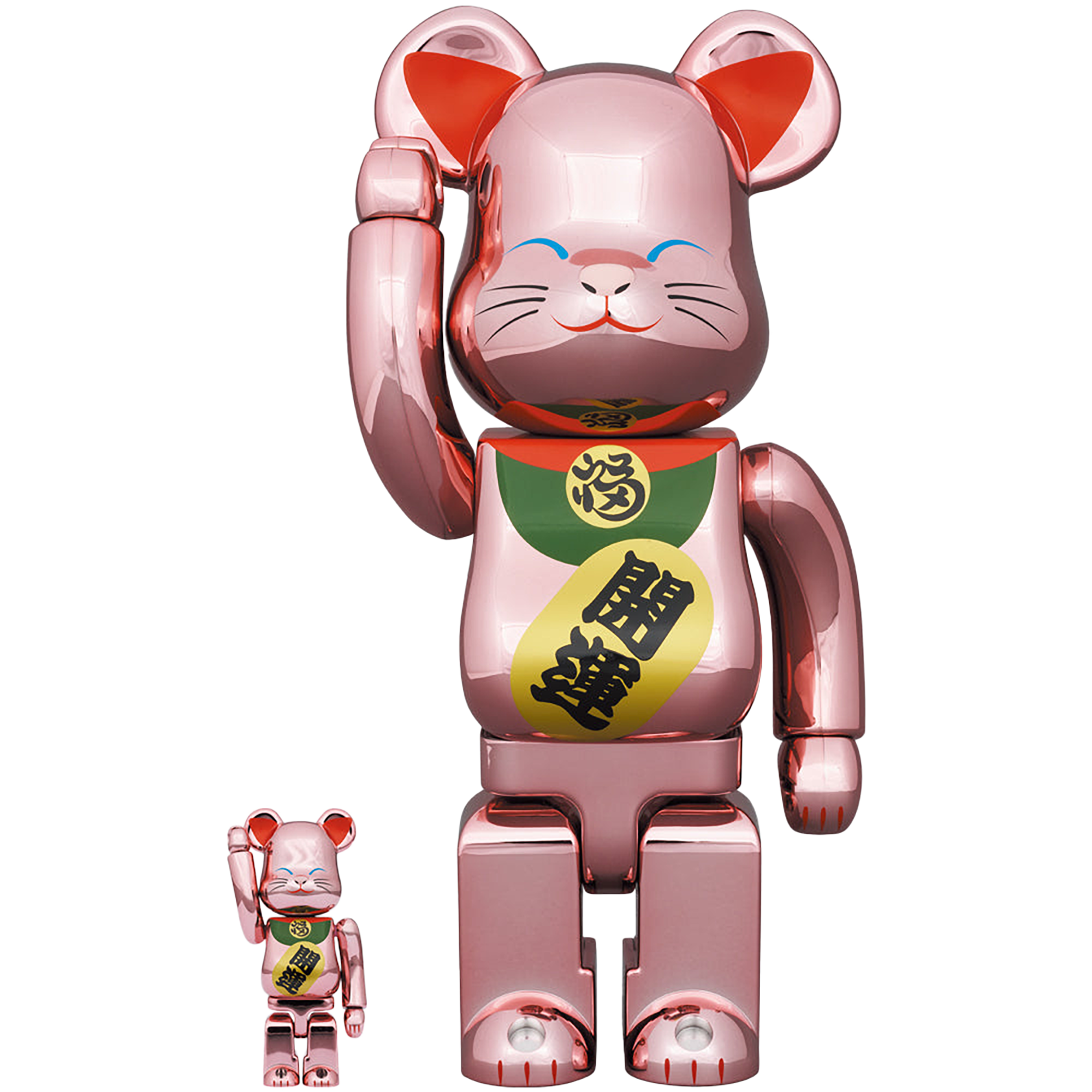 BE@RBRICK Maneki Neko Good Luck Peach Gold Plated 100% & 400%