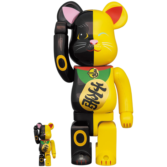 BE@RBRICK 招财猫黑 x 黄 100% & 400%