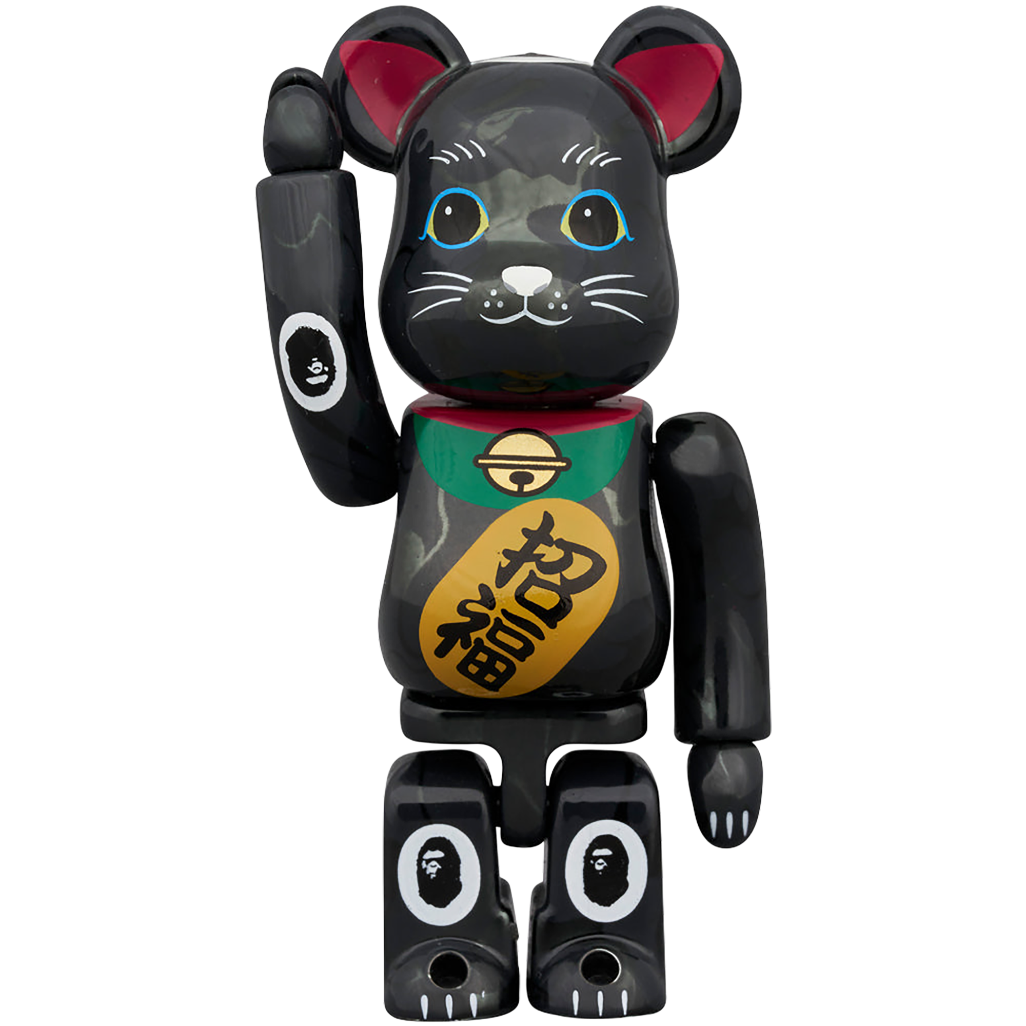 BE@RBRICK BAPE(R) Manekineko Black plated / Daruma White plated 100％ & 400％ （Set of 4）