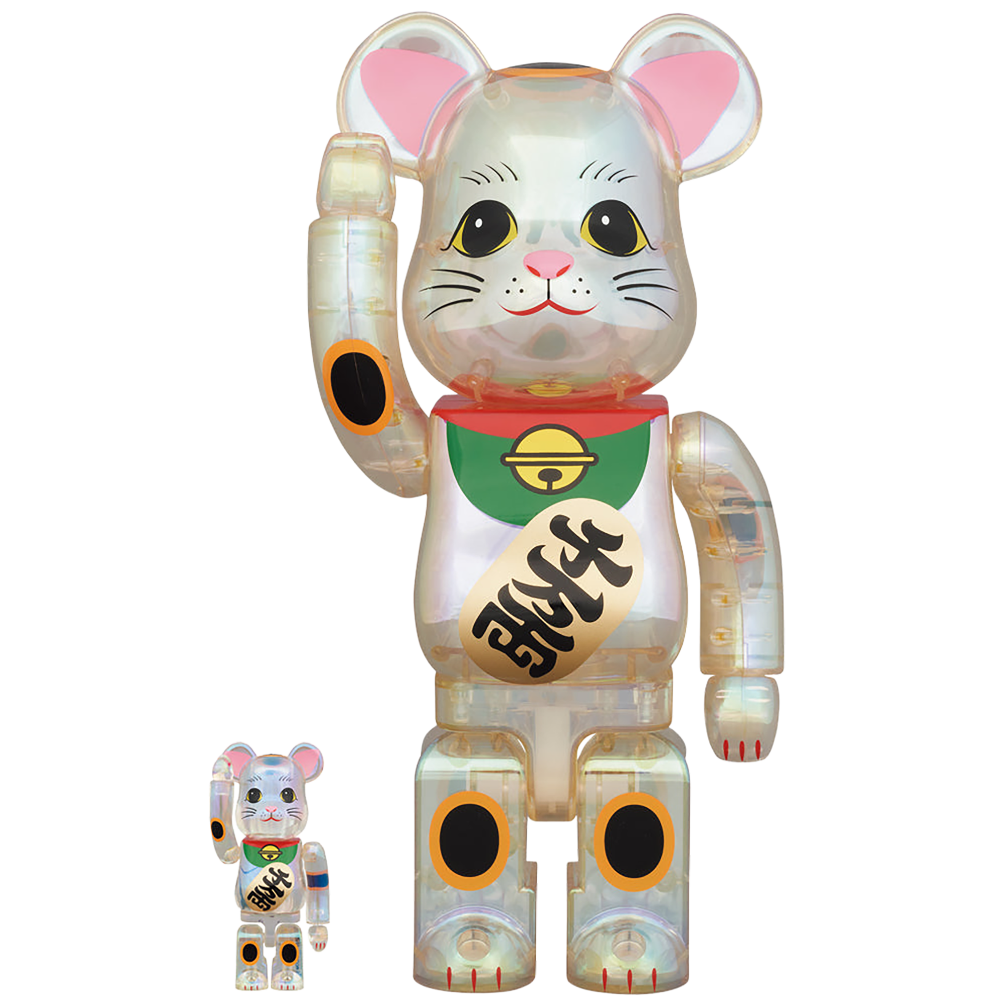 BE@RBRICK Maneki Neko transparent plating 100％ & 400％