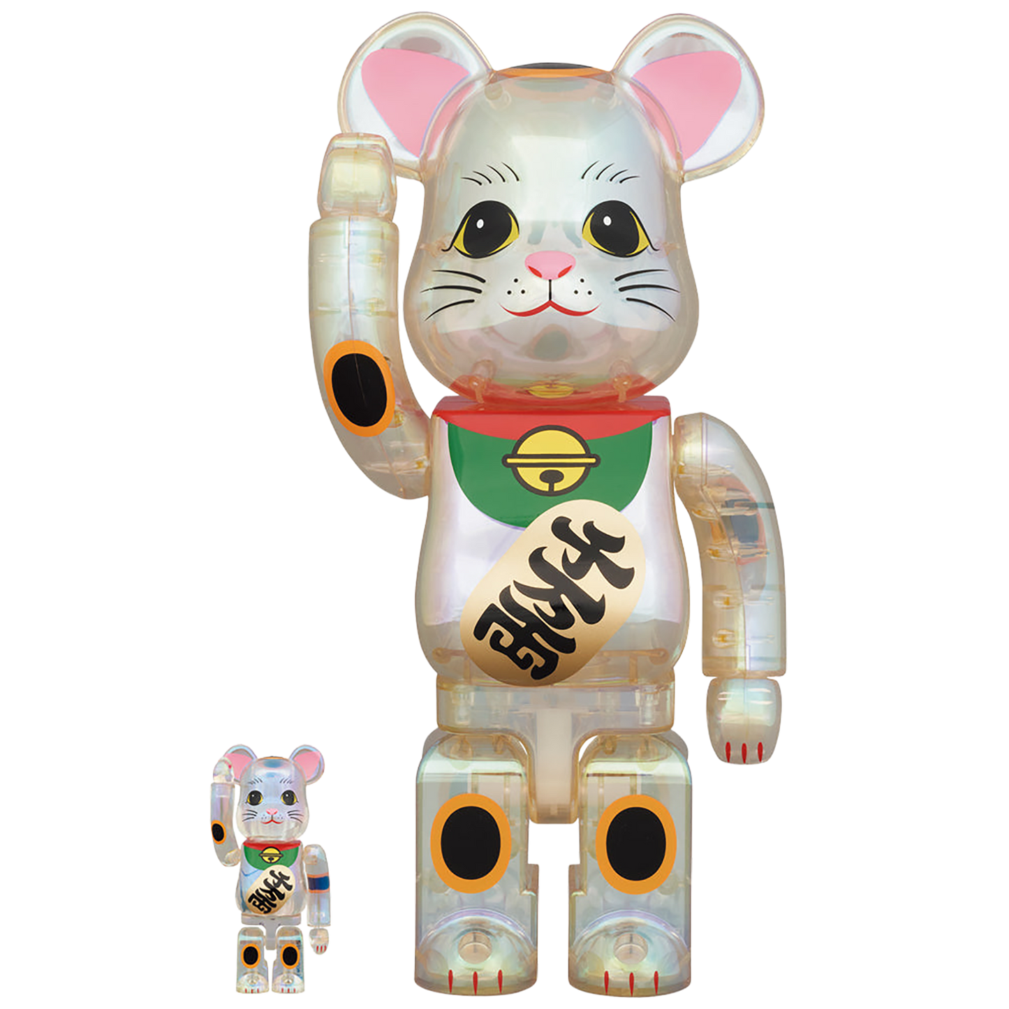 BE@RBRICK Maneki Neko transparent plating 100％ & 400％