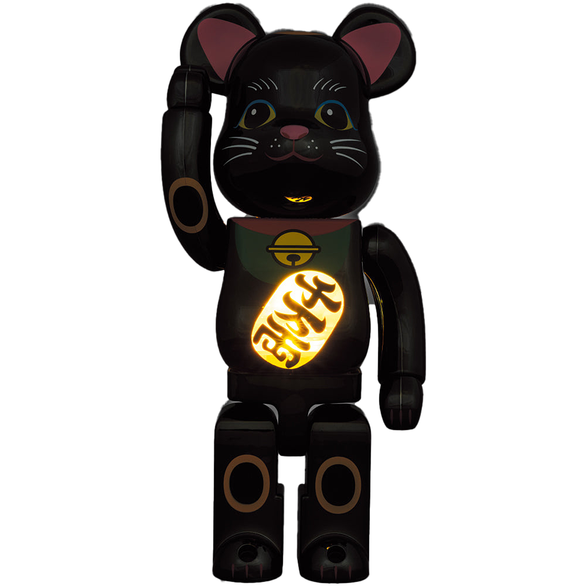 BE@RBRICK Maneki Neko Black Plated Luminous 400％