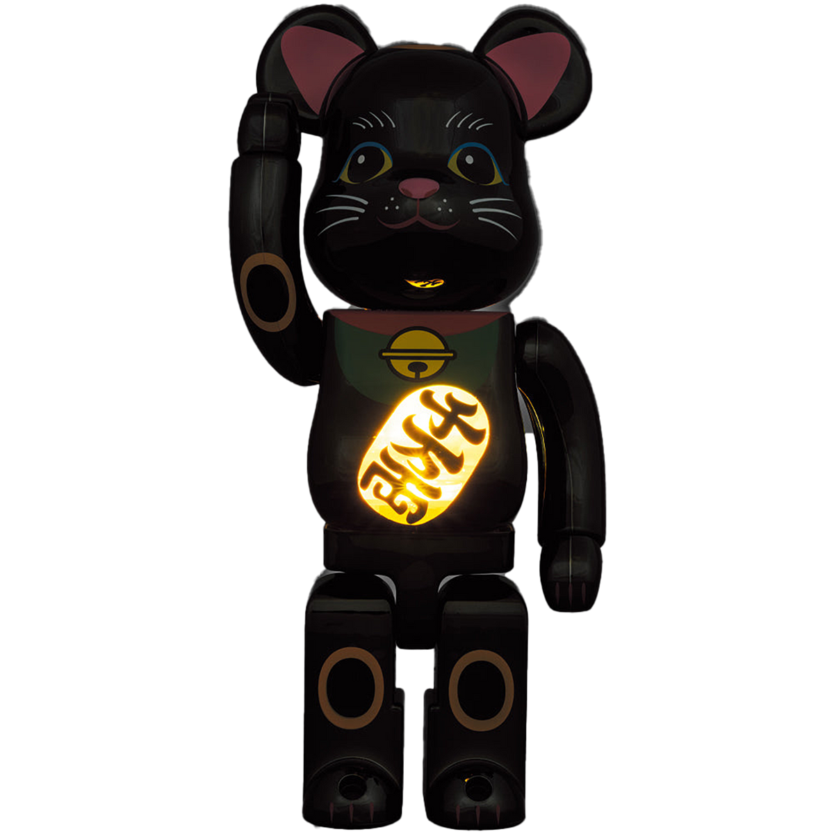 BE@RBRICK Maneki Neko Black Plated Luminous 400％