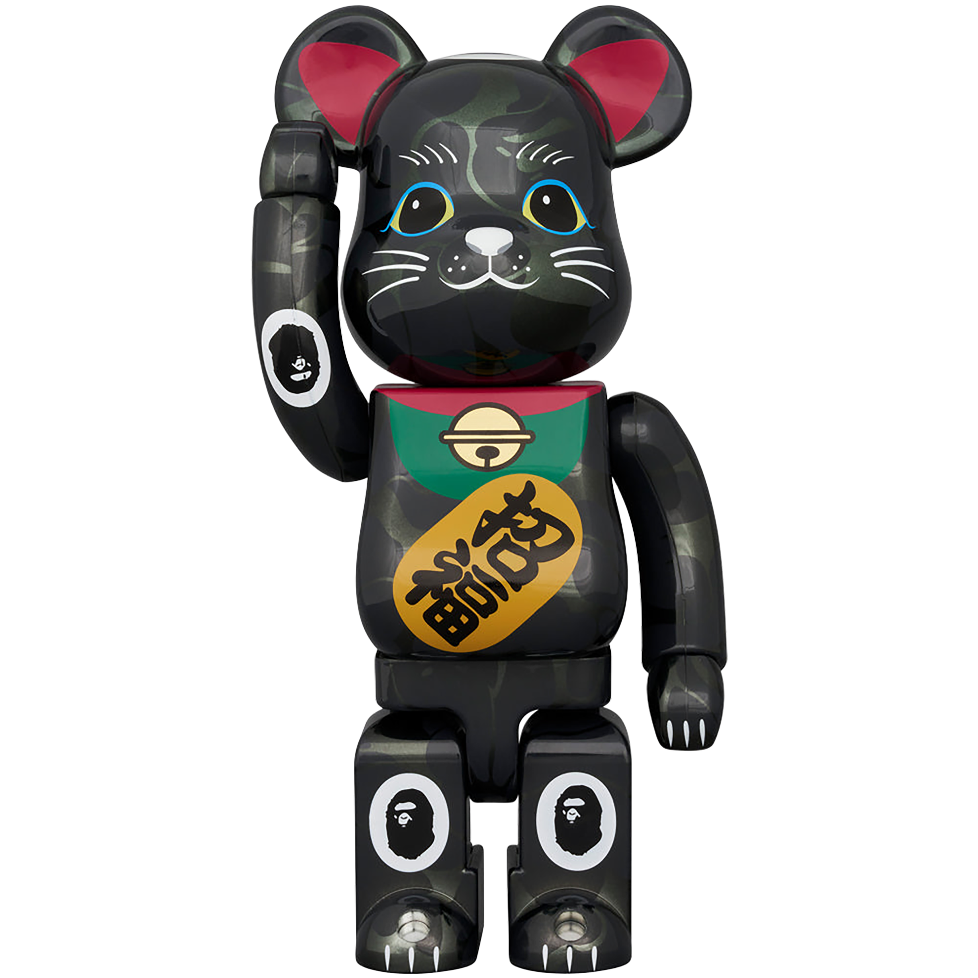 BE@RBRICK BAPE(R) Manekineko Black plated / Daruma White plated 100％ & 400％ （Set of 4）