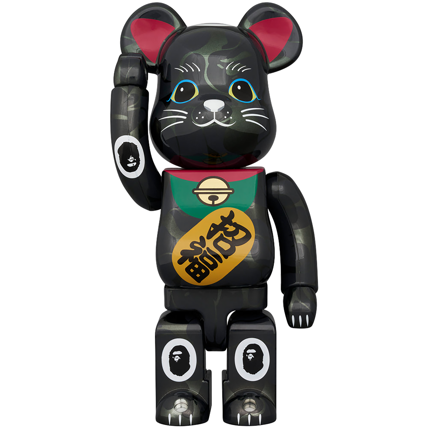 BE@RBRICK BAPE(R) Manekineko Black plated / Daruma White plated 100％ & 400％ （Set of 4）