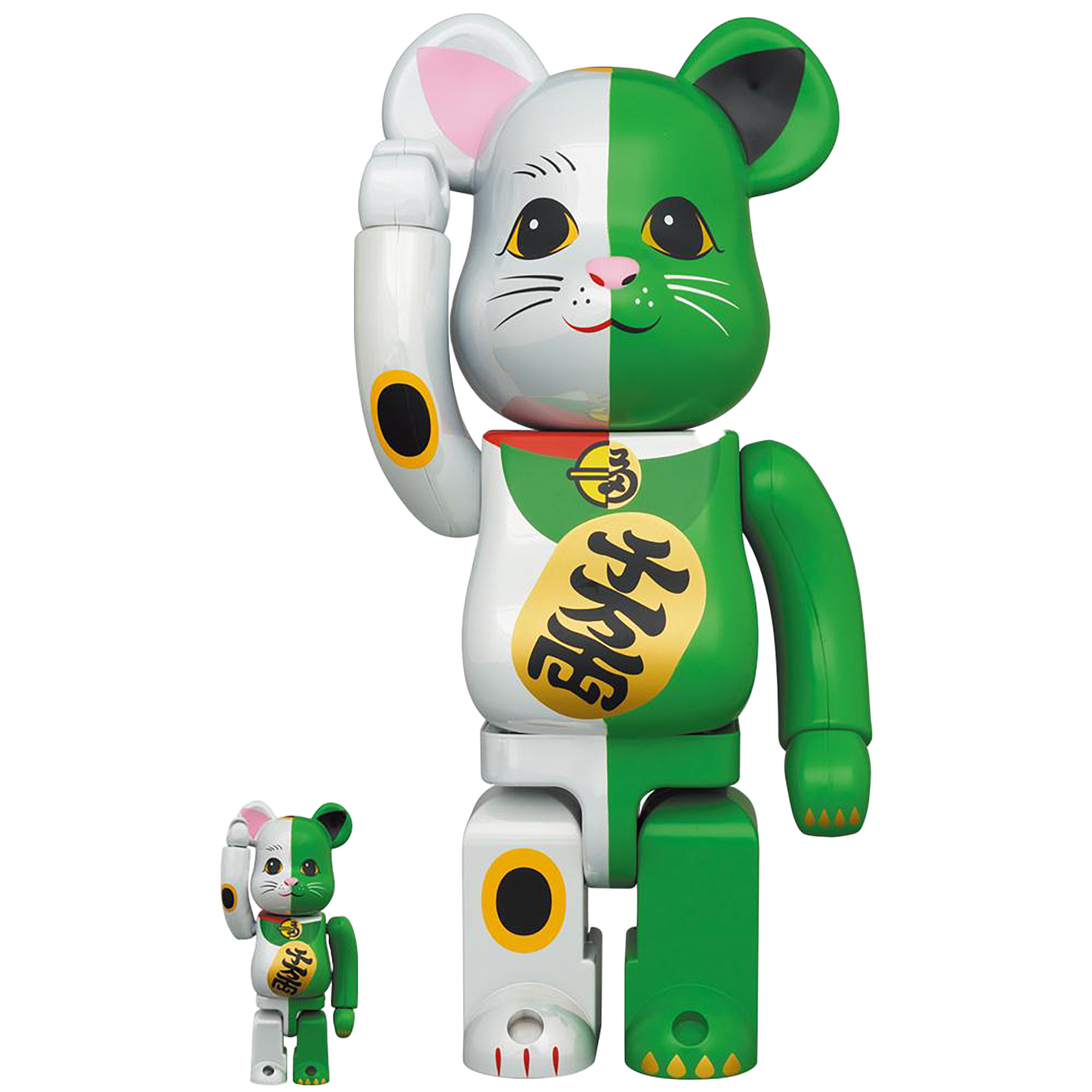 BE@RBRICK Maneki Neko White x Green 100％ & 400％