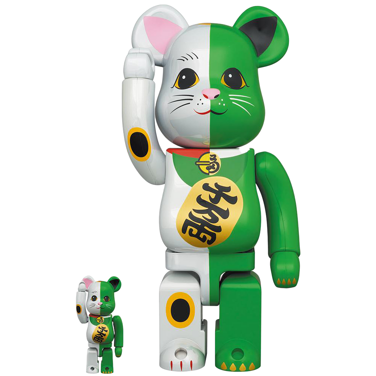 BE@RBRICK Maneki Neko White x Green 100％ & 400％