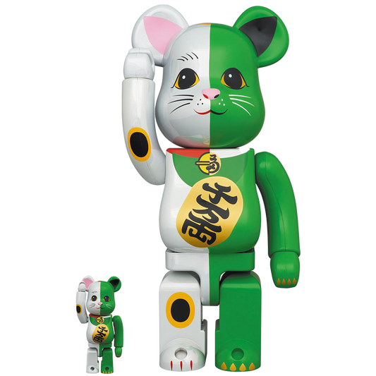 BE@RBRICK 招财猫白 x 绿 100% & 400%