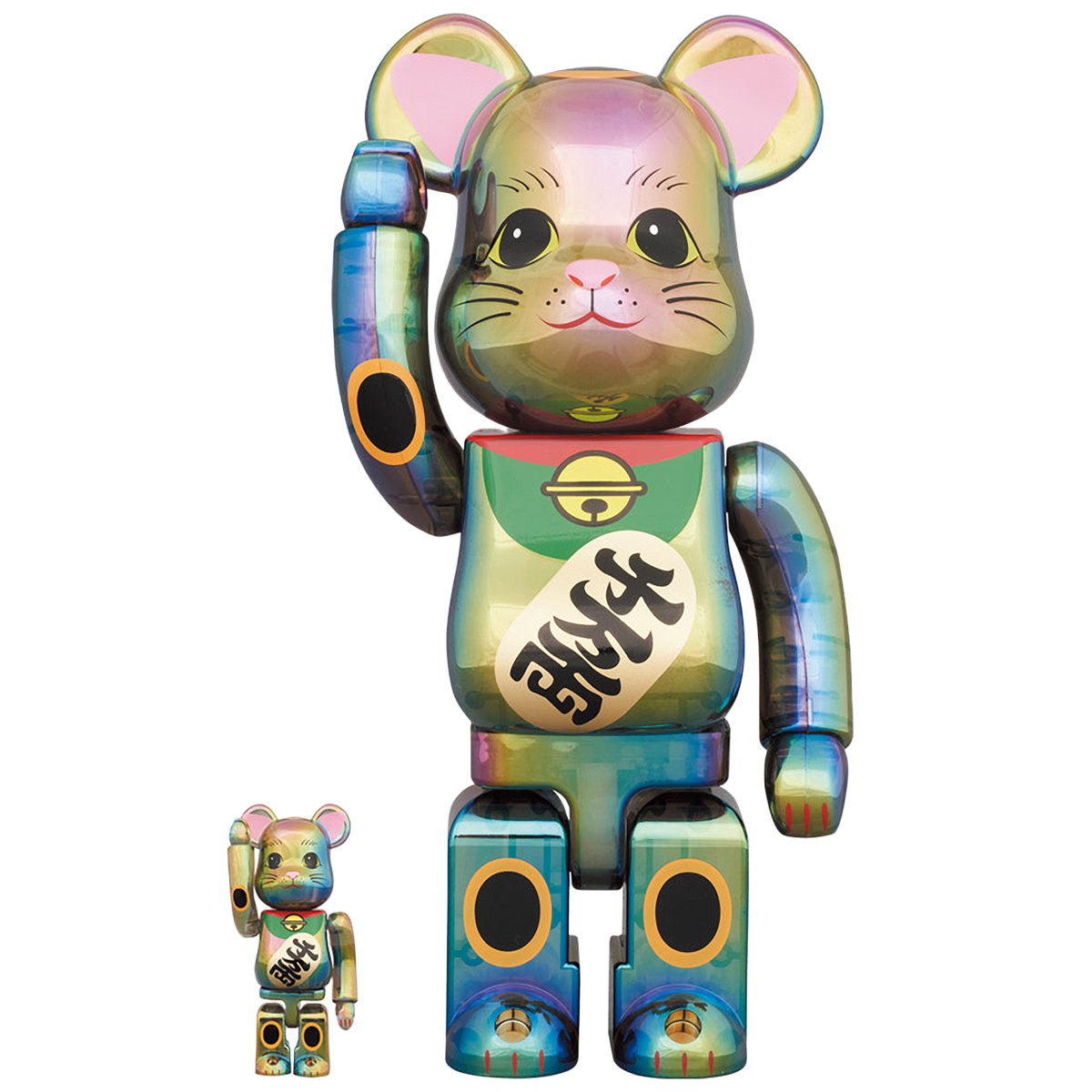 BE@RBRICK Maneki Neko Black Transparent Plating 100% & 400%