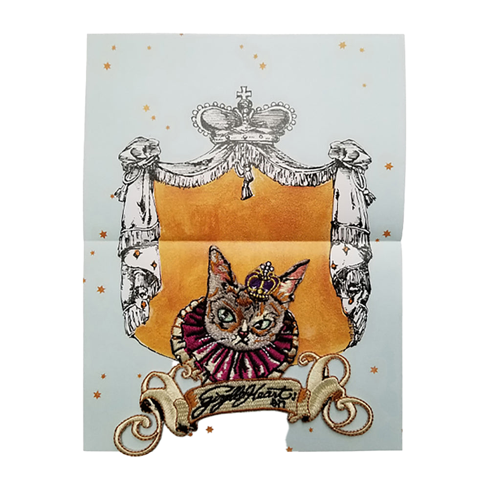gris gris des BONBON オリジナル刺繍ワッペン／カードセット 鏡の国のKOHAKUちゃん（刺繍ワッペン、カード1枚、封筒1枚）
