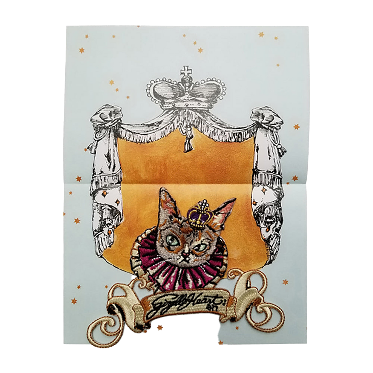 gris gris des BONBON オリジナル刺繍ワッペン／カードセット 鏡の国のKOHAKUちゃん（刺繍ワッペン、カード1枚、封筒1枚）