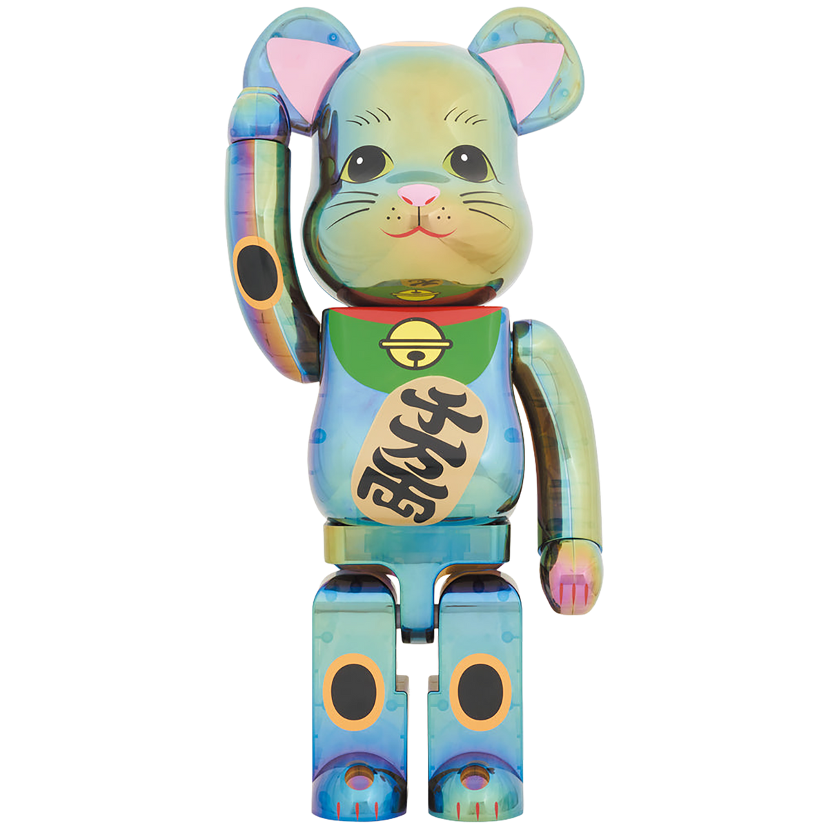 BE@RBRICK 招财猫黑色透明电镀 1000%