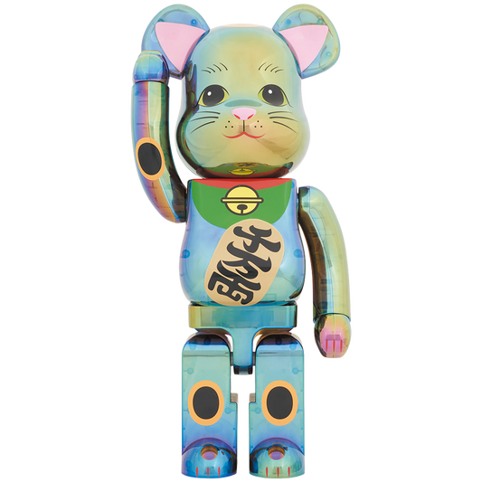 BE@RBRICK Maneki Neko Black Transparent Plating 1000%