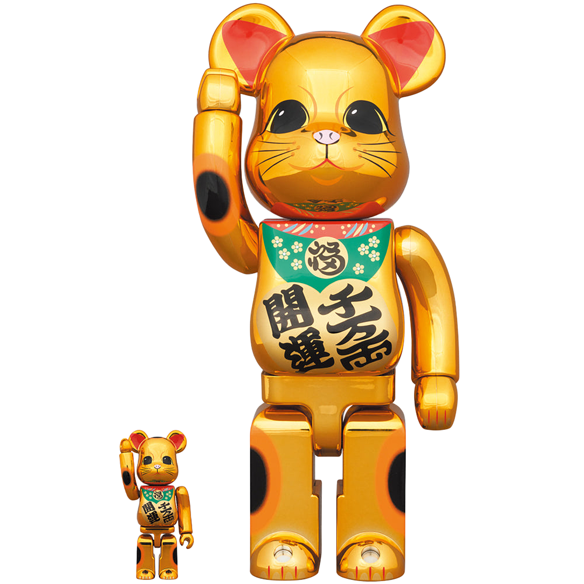 BE@RBRICK Manekineko Good Luck Ten Million Ryo Gold Plated 100% & 400%