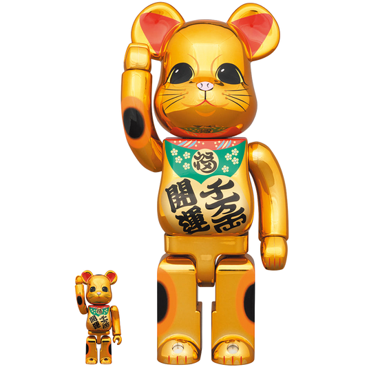 BE@RBRICK Lucky Cat Good Luck Ten Million Ryo Gold Plated 100% & 400%
