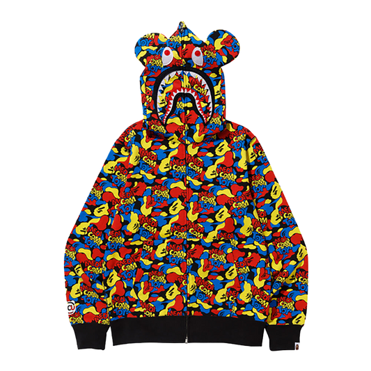 MEDICOM TOY CAMO BE@R SHARK FULL ZIP HOODIE
