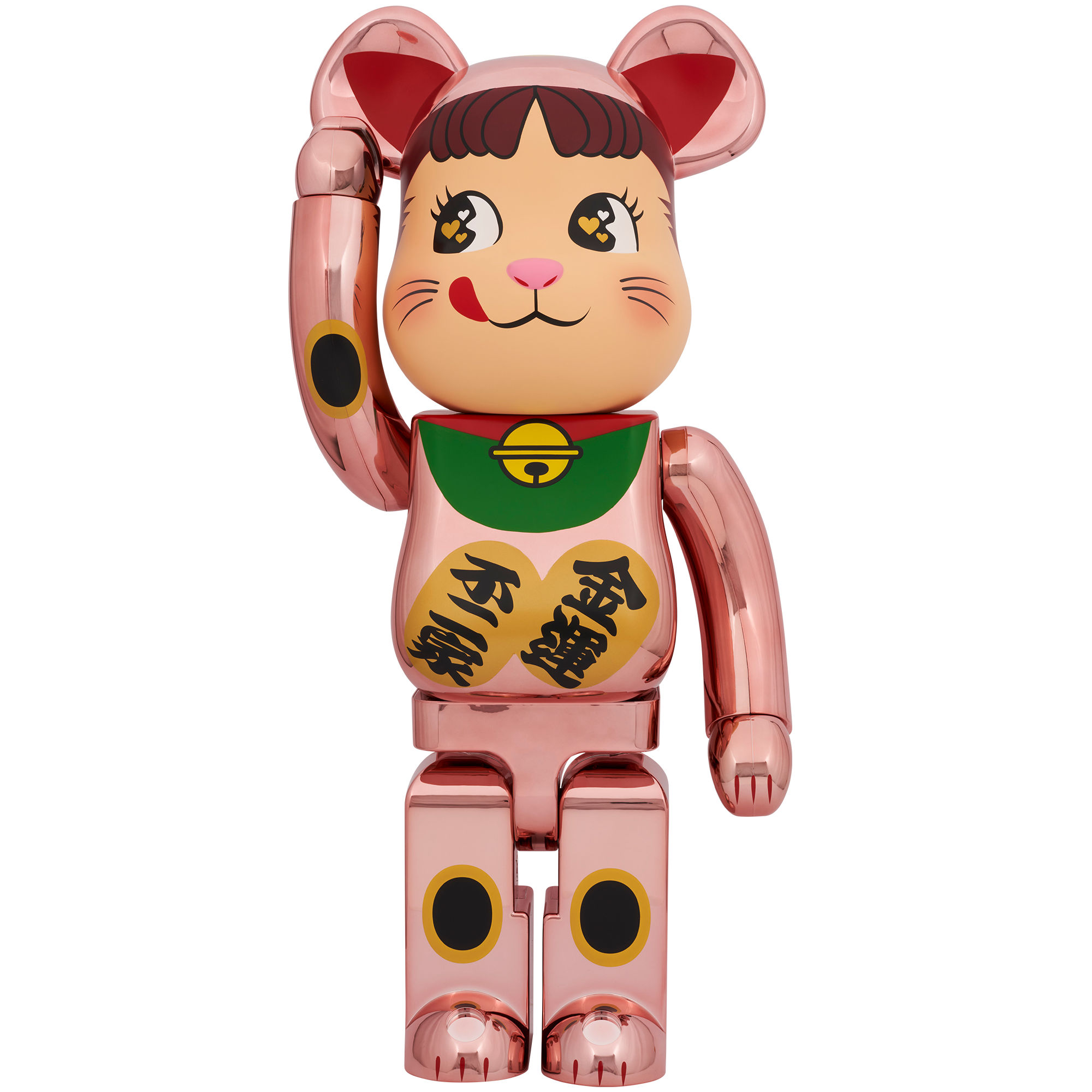 BE@RBRICK Manekineko Peko-chan Fortune Double coin Peach Gold Plating 1000%