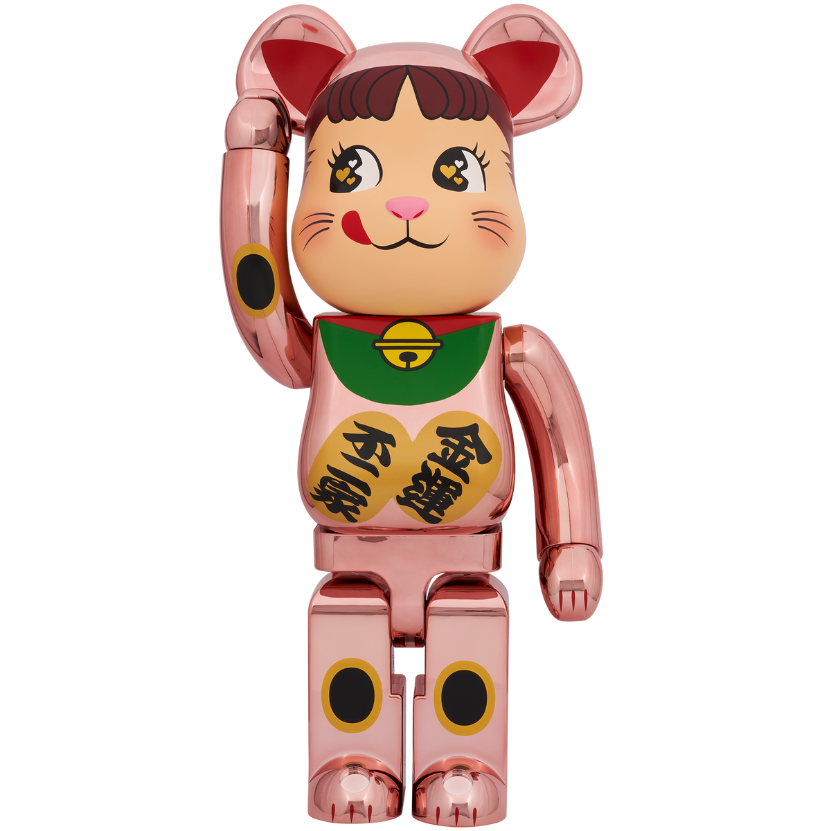 BE@RBRICK Manekineko Peko-chan Fortune Double coin Peach Gold Plating 1000%