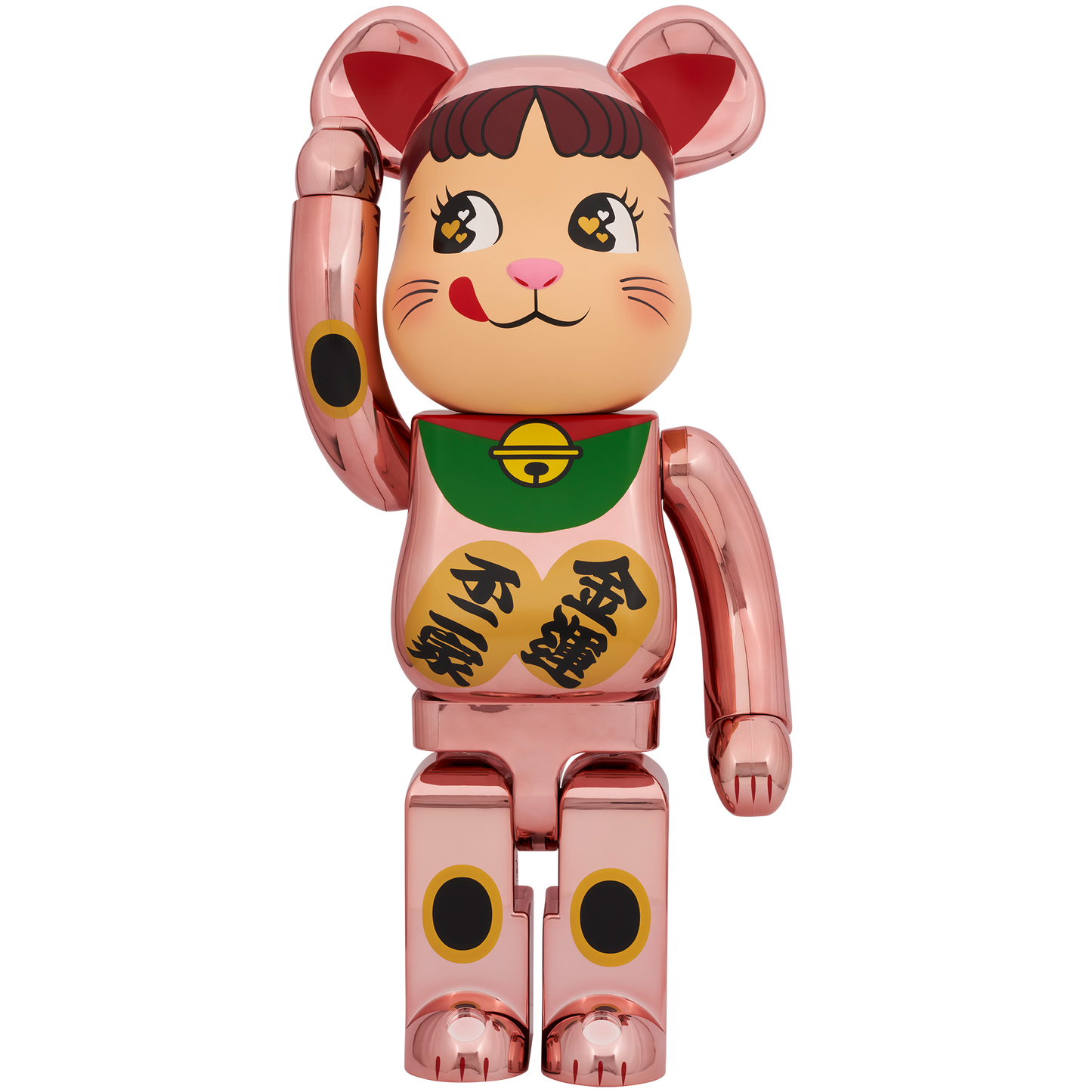 BE@RBRICK Manekineko Peko-chan Fortune Double coin Peach Gold Plating 1000%
