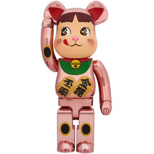 BE@RBRICK Manekineko Peko-chan Fortune Double coin Peach Gold Plating 1000%