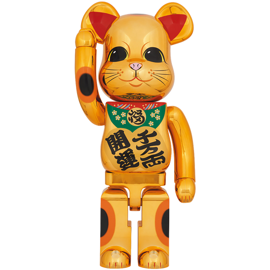 BE@RBRICK Manekineko Good Luck Ten Million Ryo Gold Plated 1000%