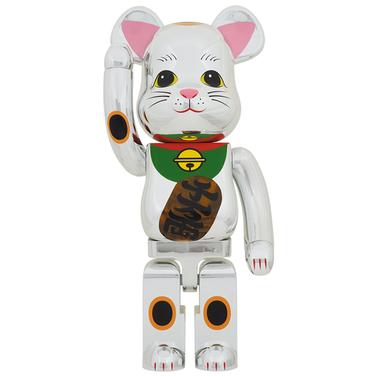BE@RBRICK Maneki Neko Silver Plated Luminous 1000% 